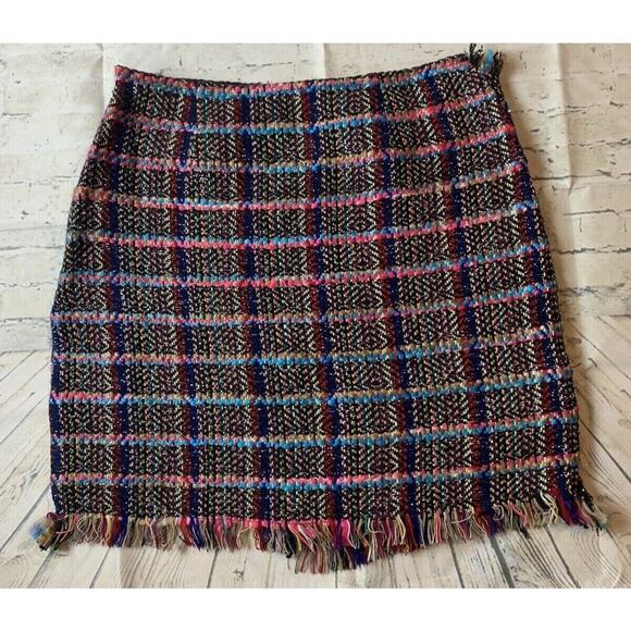 ASOS skirt womens size 8 multi colored Tweed mini Pencil buckle side clasp - Picture 2 of 5